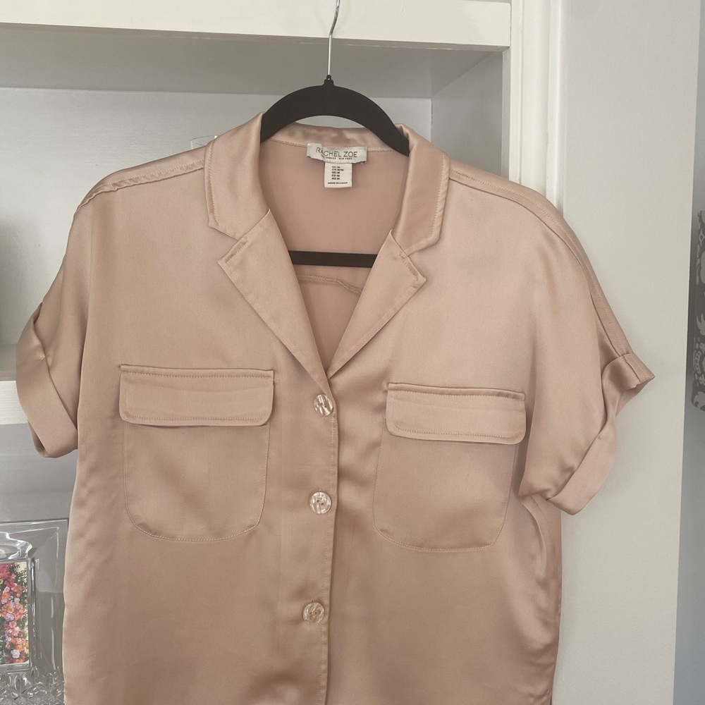 Rachel Zoe Tan Satin Blouse